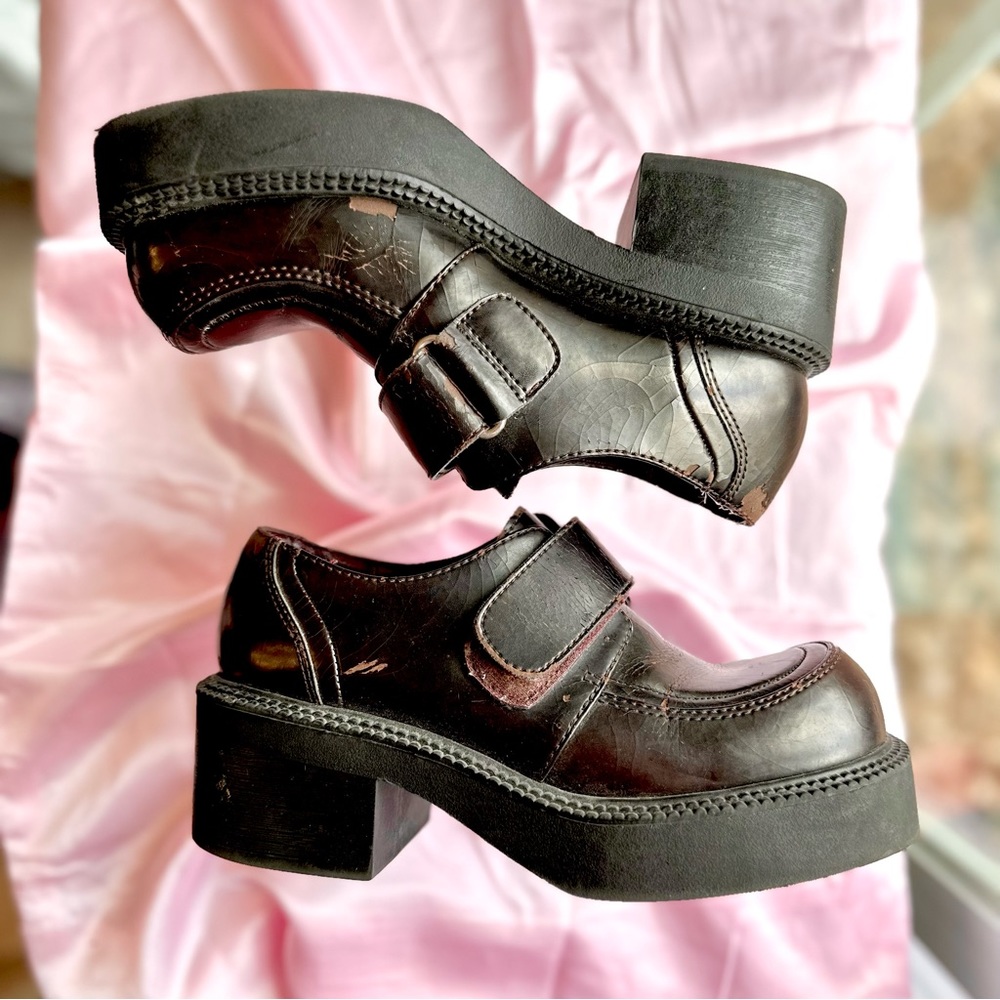 American Eagle Vintage Chunky Platform Loafers Brown Size 6.5 Y2K
